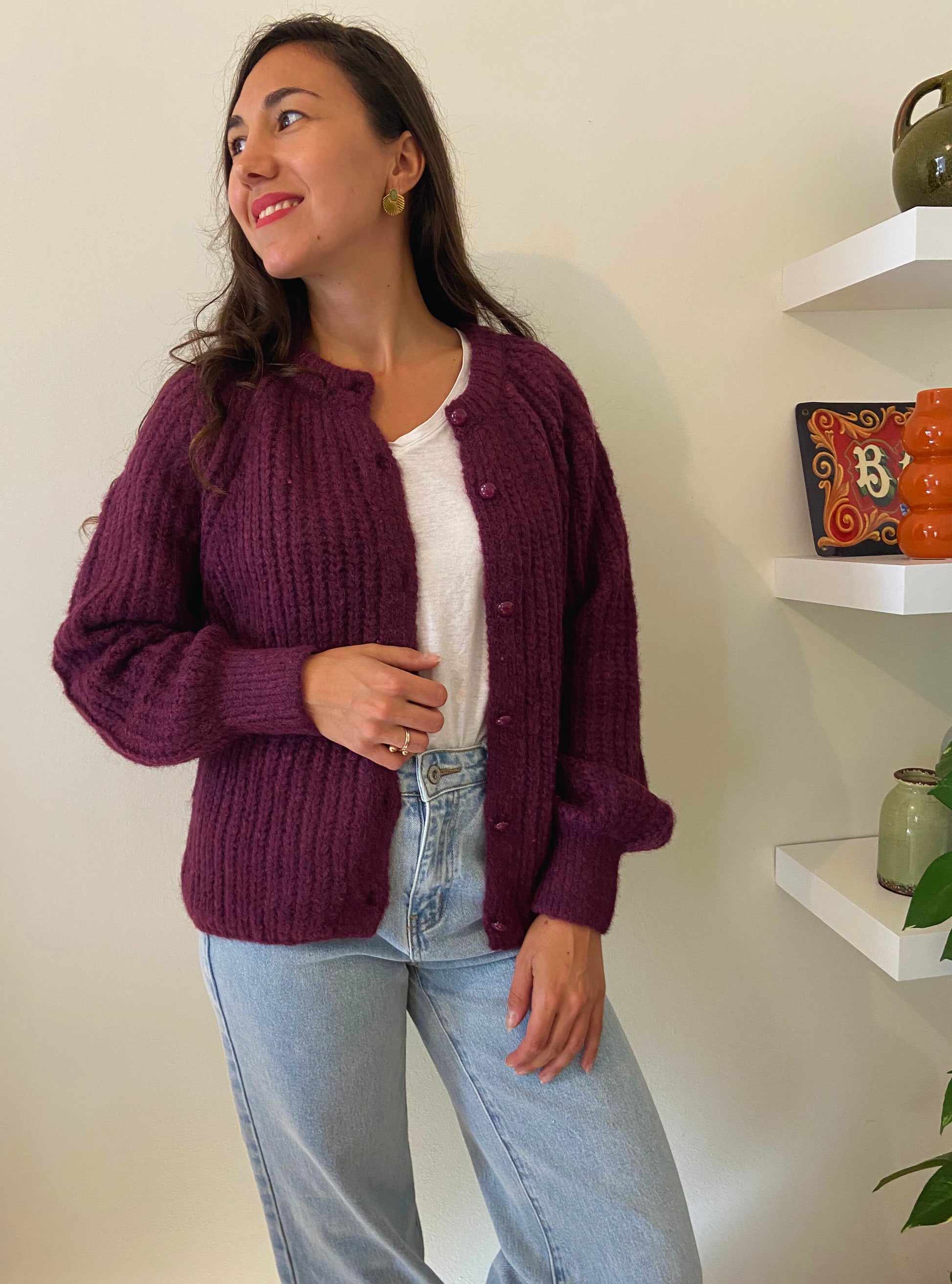 Milo mauve - Gilet tricoté