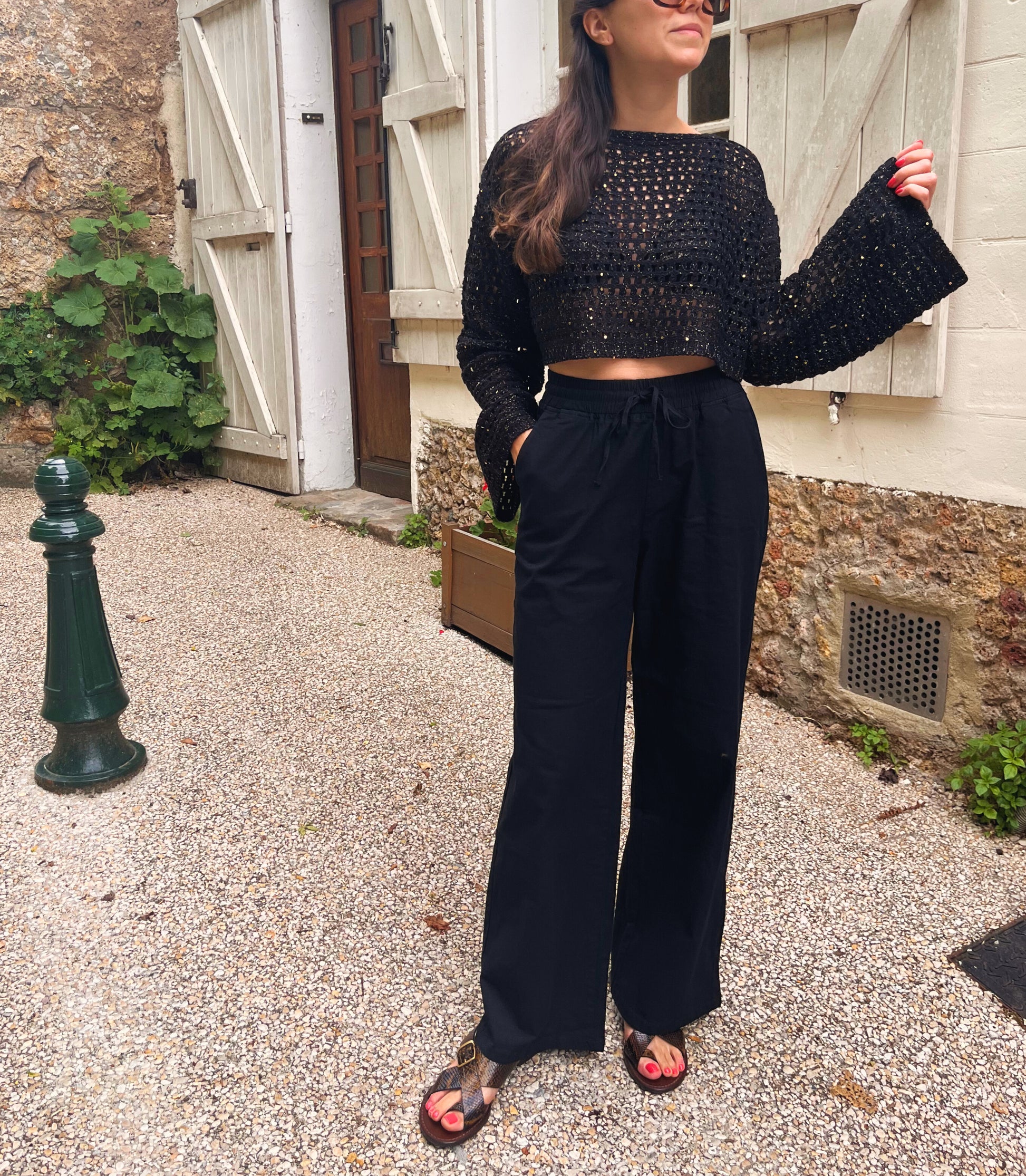 Sandy - Pull ajouré noir