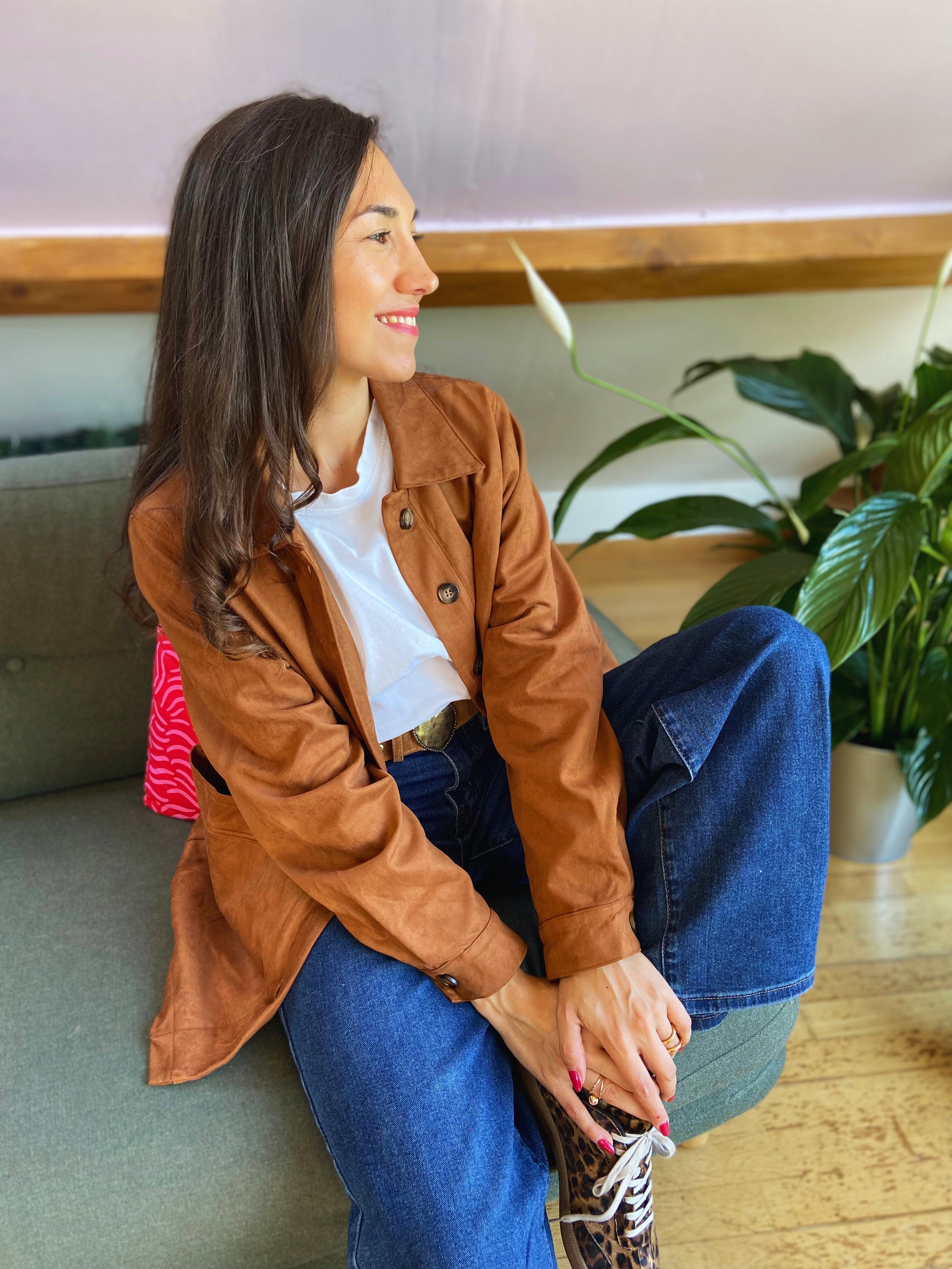 Willy - Veste daim camel