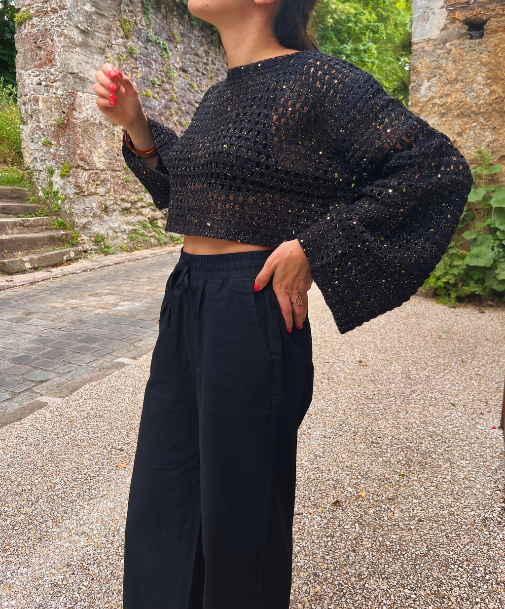 Sandy - Pull ajouré noir