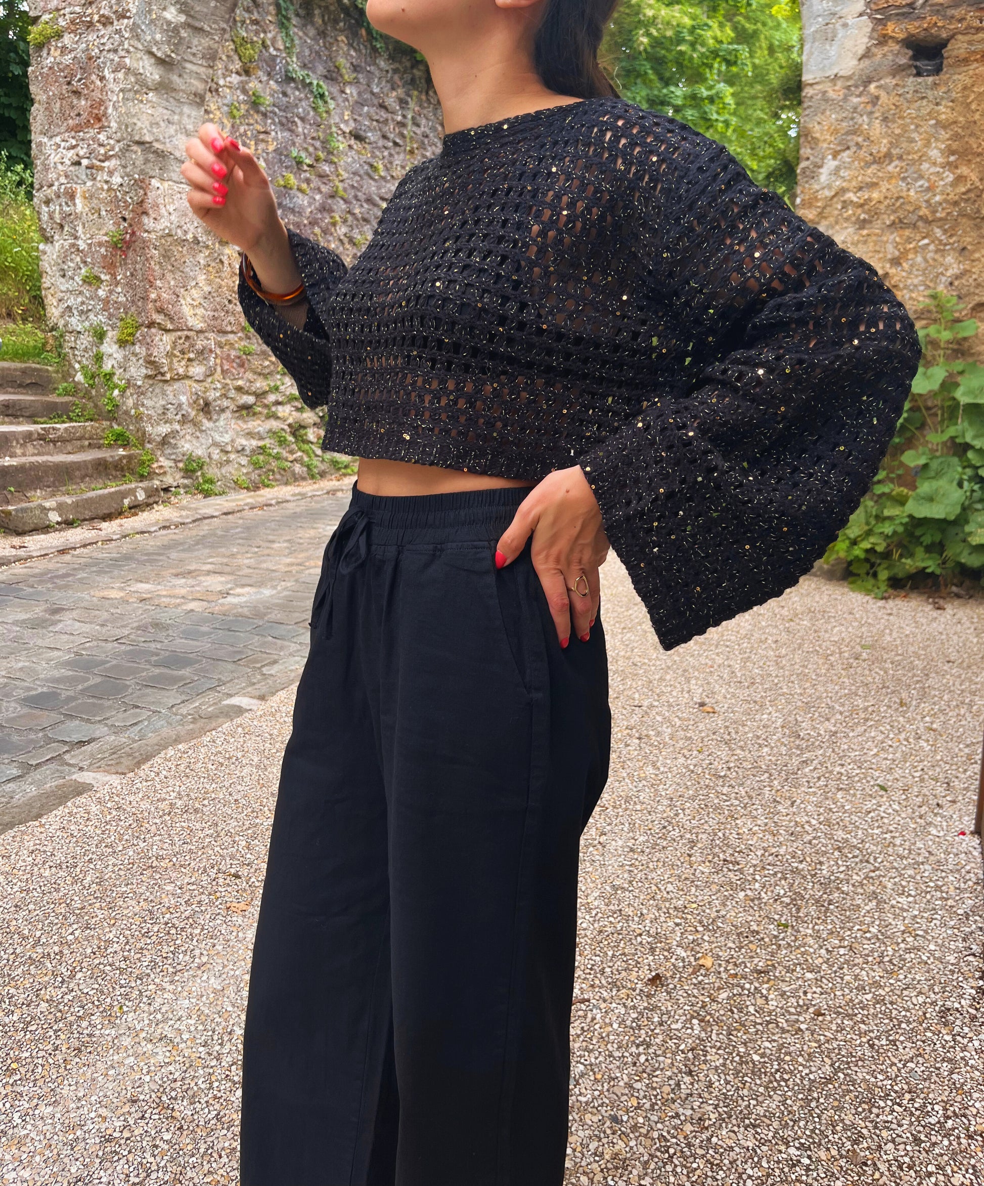 Sandy - Pull ajouré noir