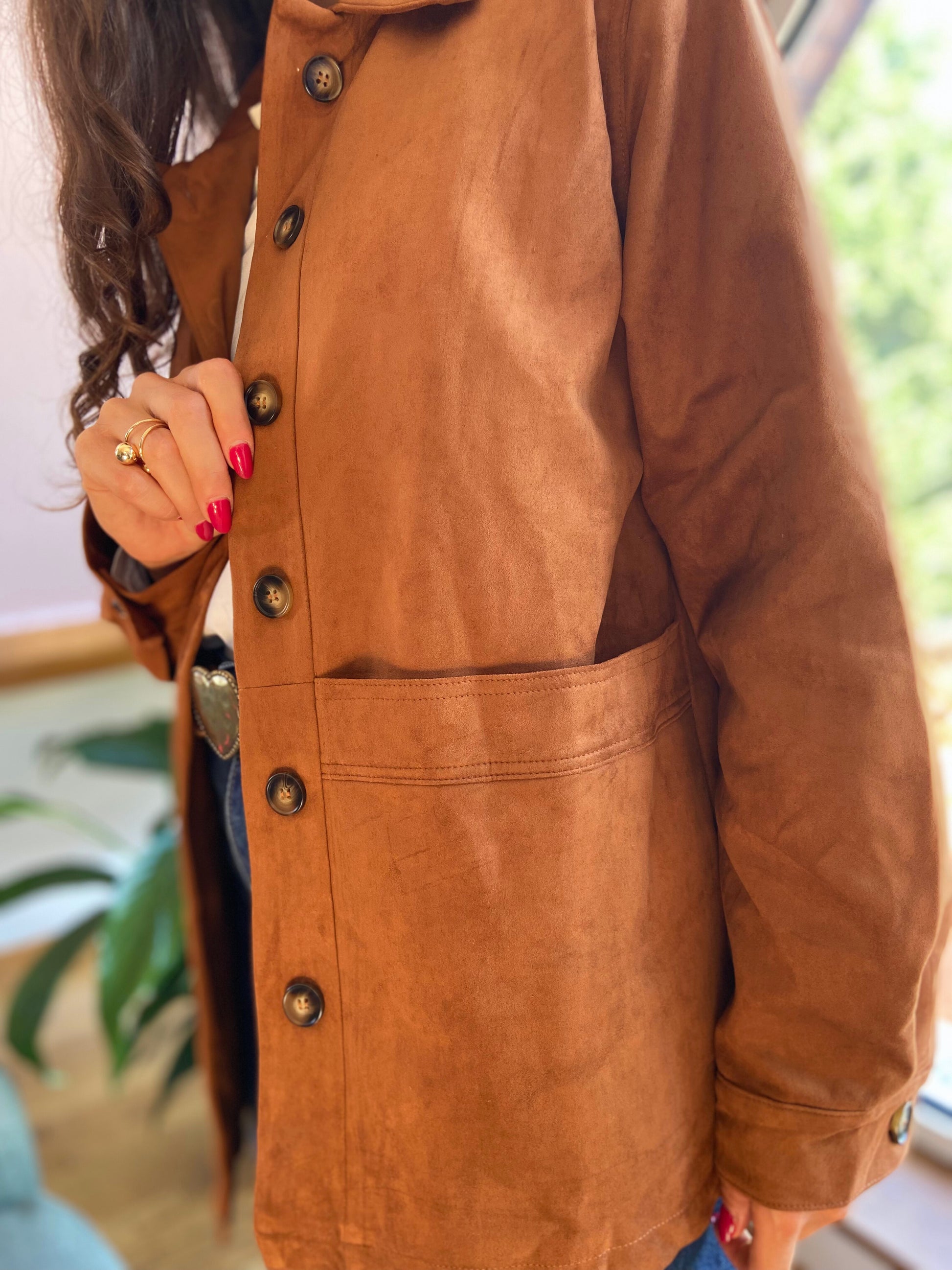 Willy - Veste daim camel