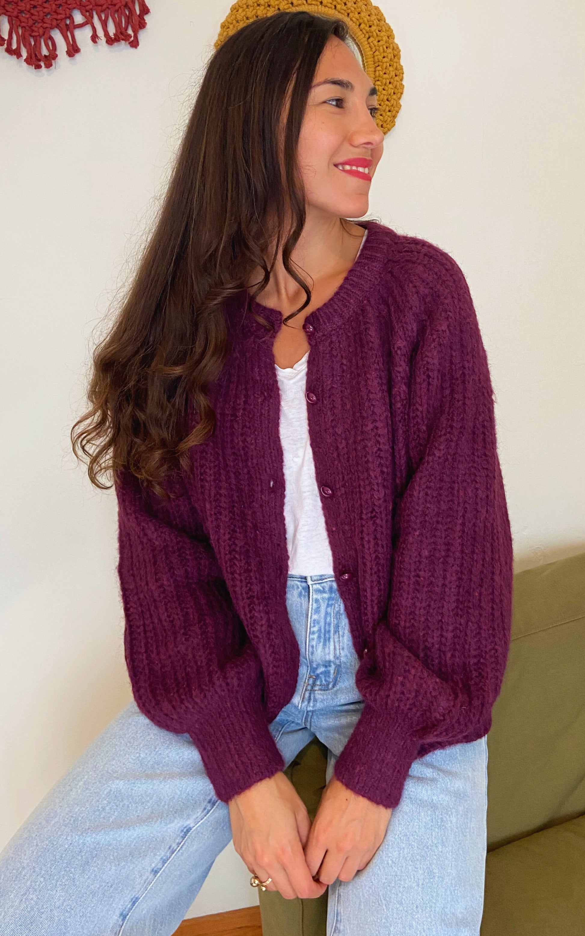 Milo mauve - Gilet tricoté