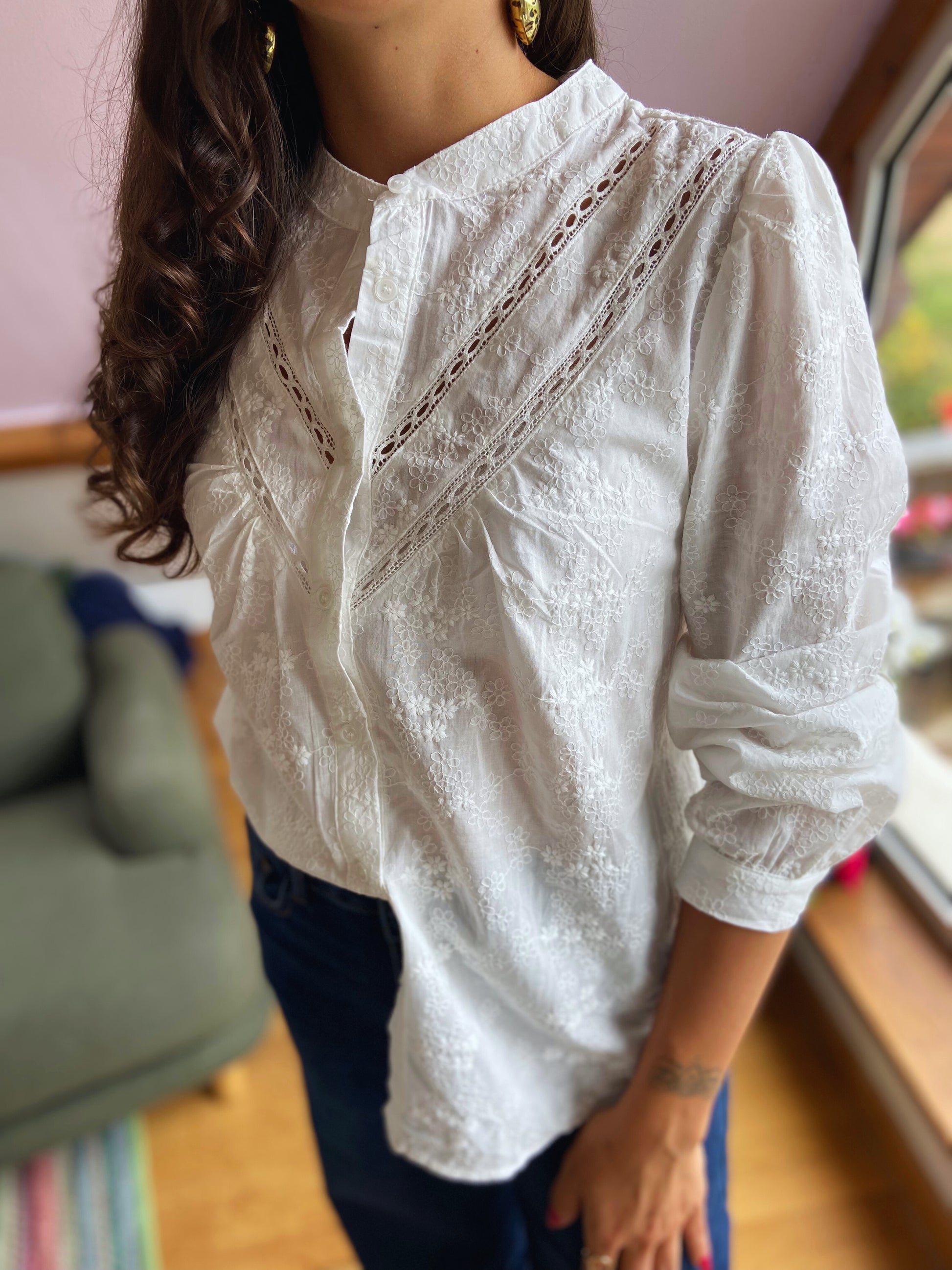 Lucille - Chemise brodée manches longues