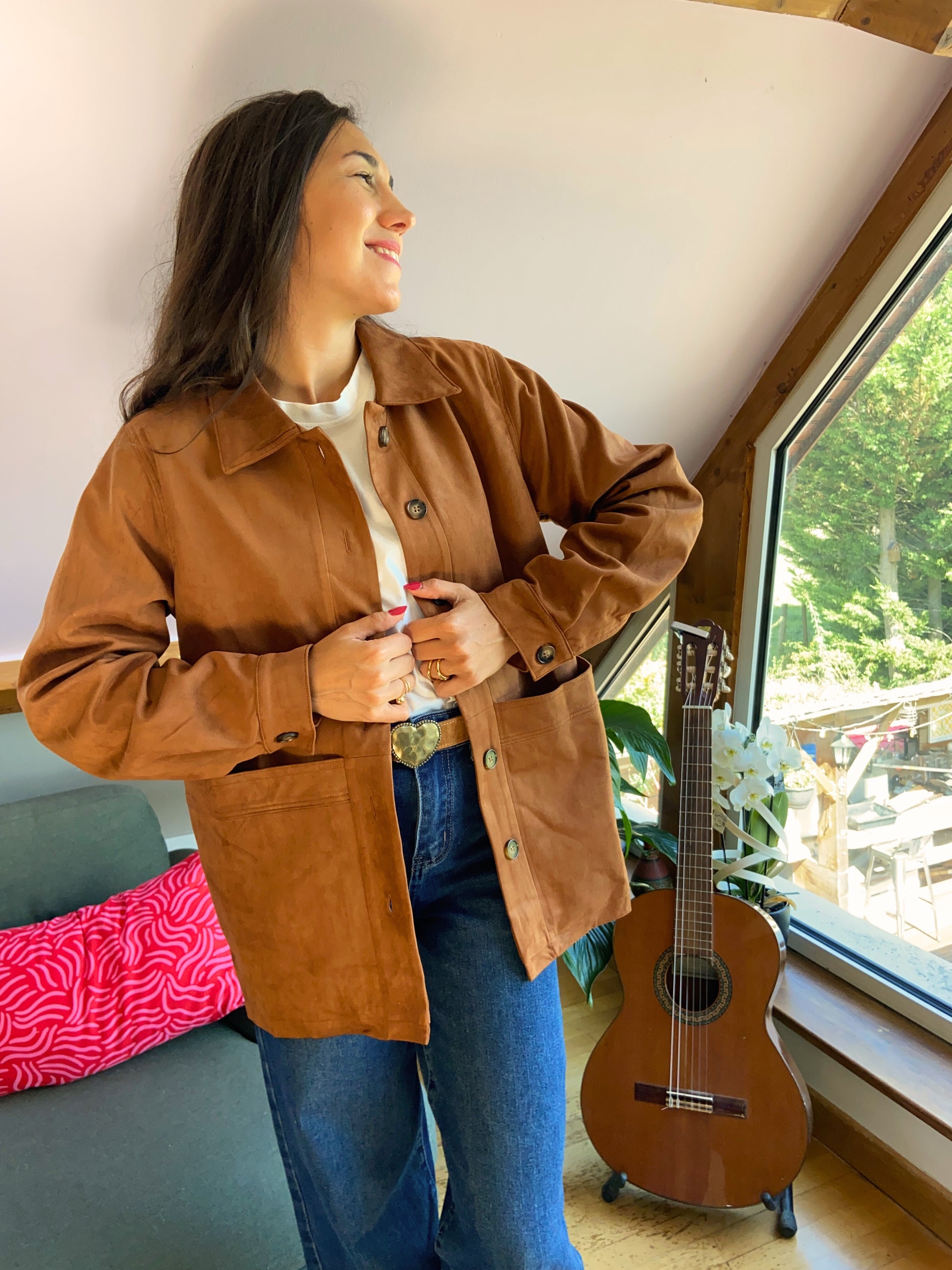 Willy - Veste daim camel
