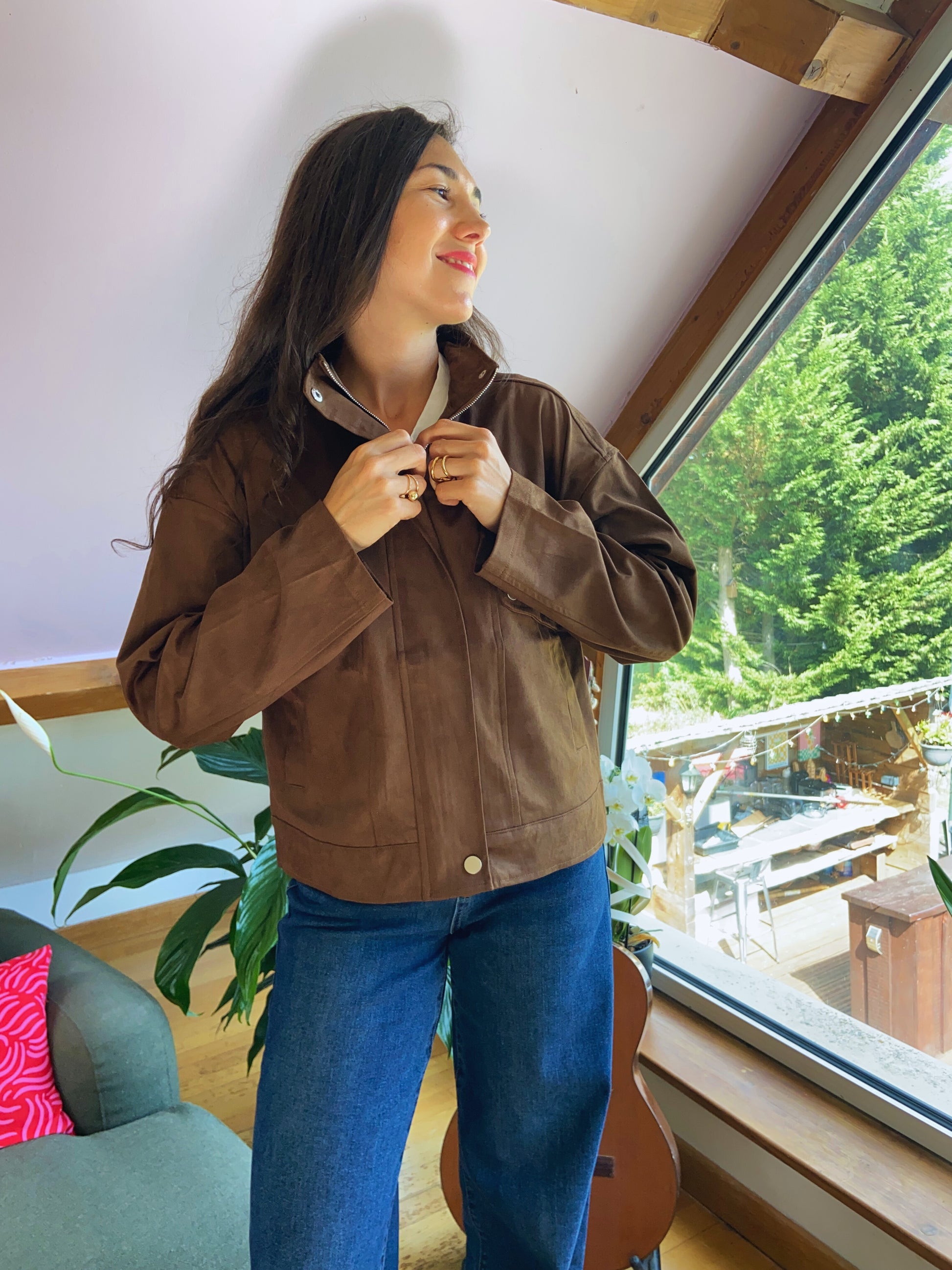 Pedro - Veste daim chocolat