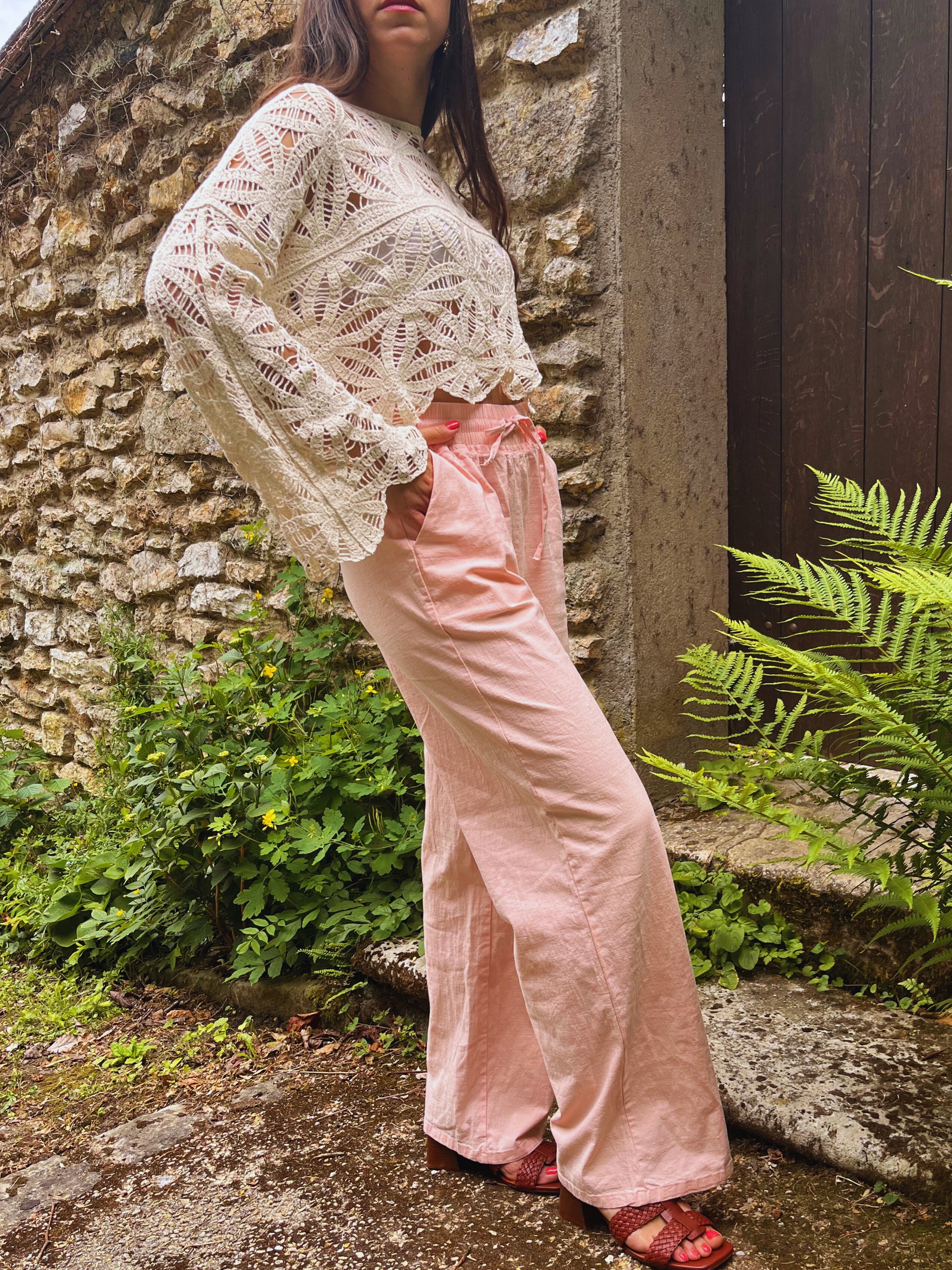 Lys - Pull crochet beige
