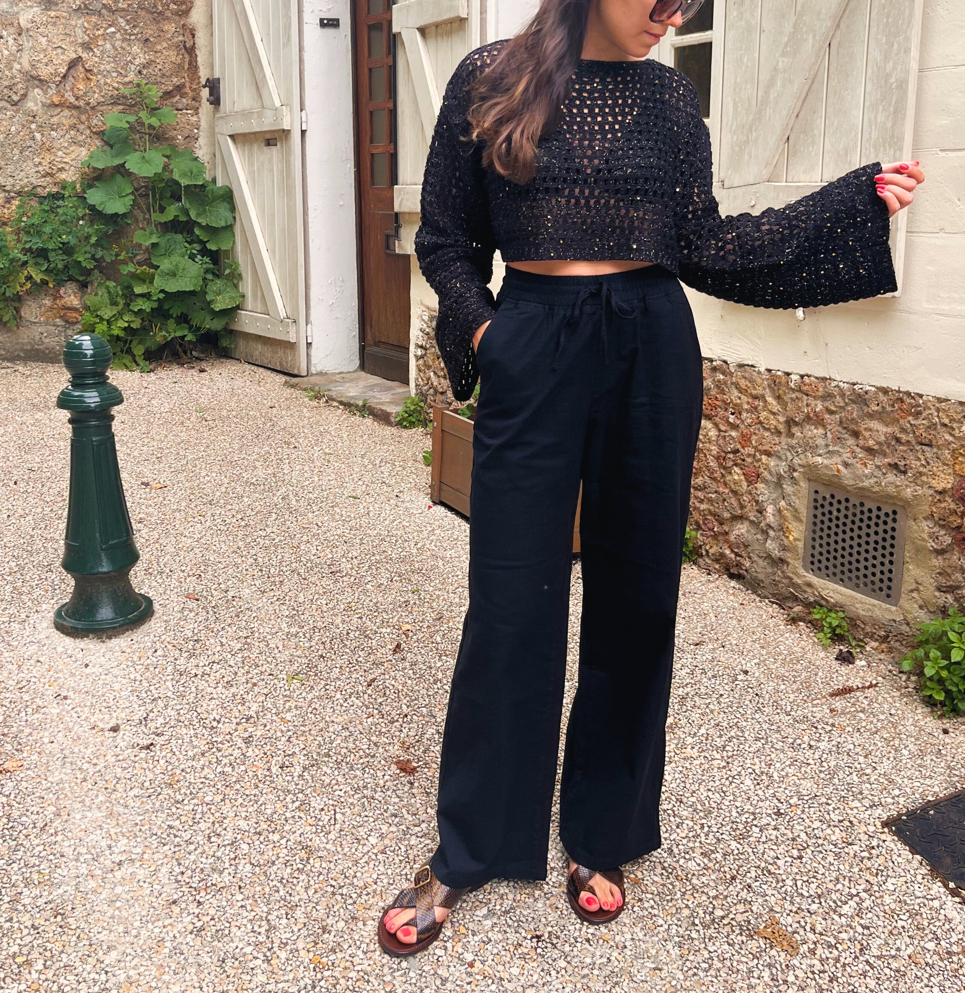 Sandy - Pull ajouré noir