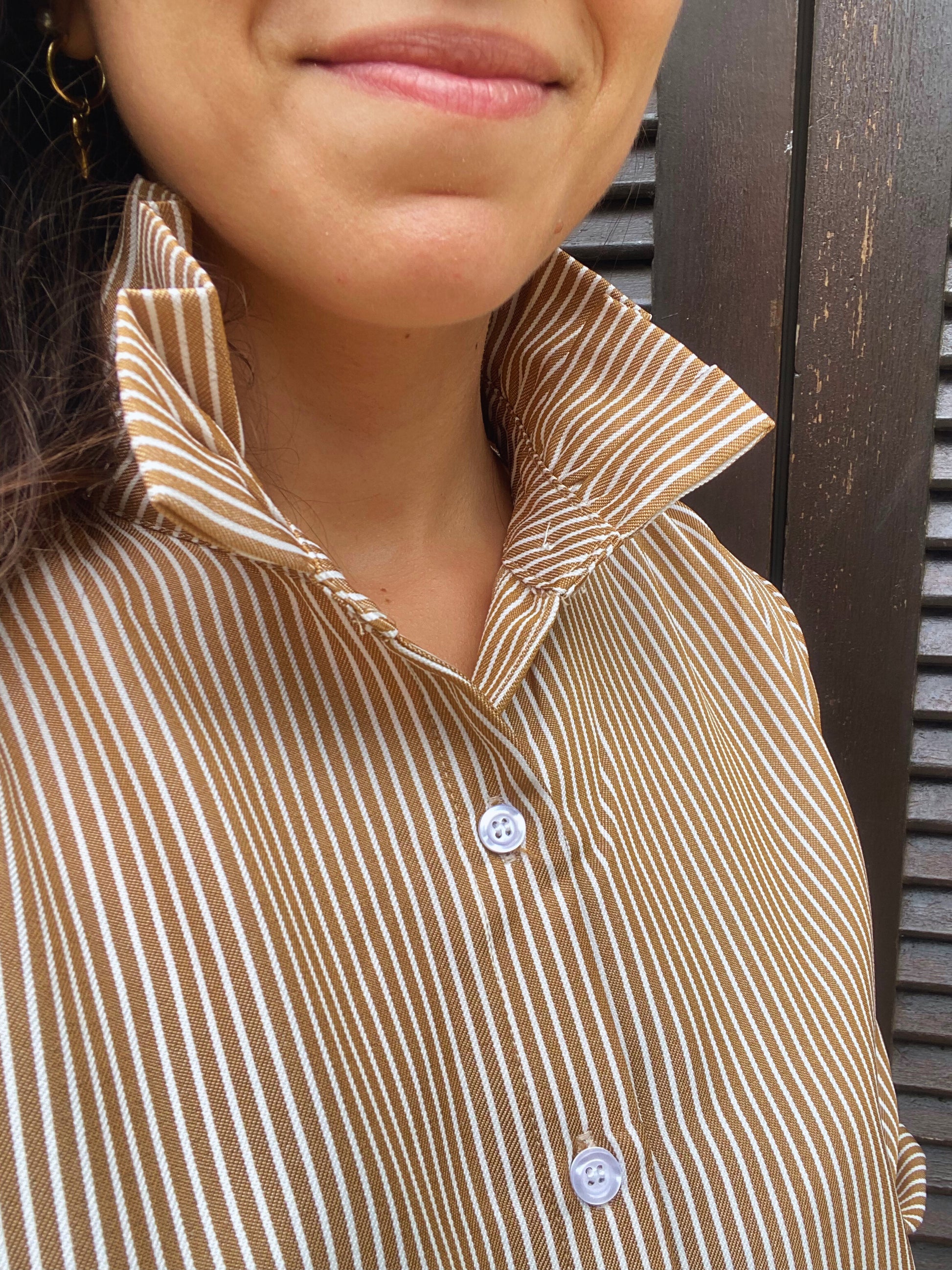 Albane camel - Chemise col montant