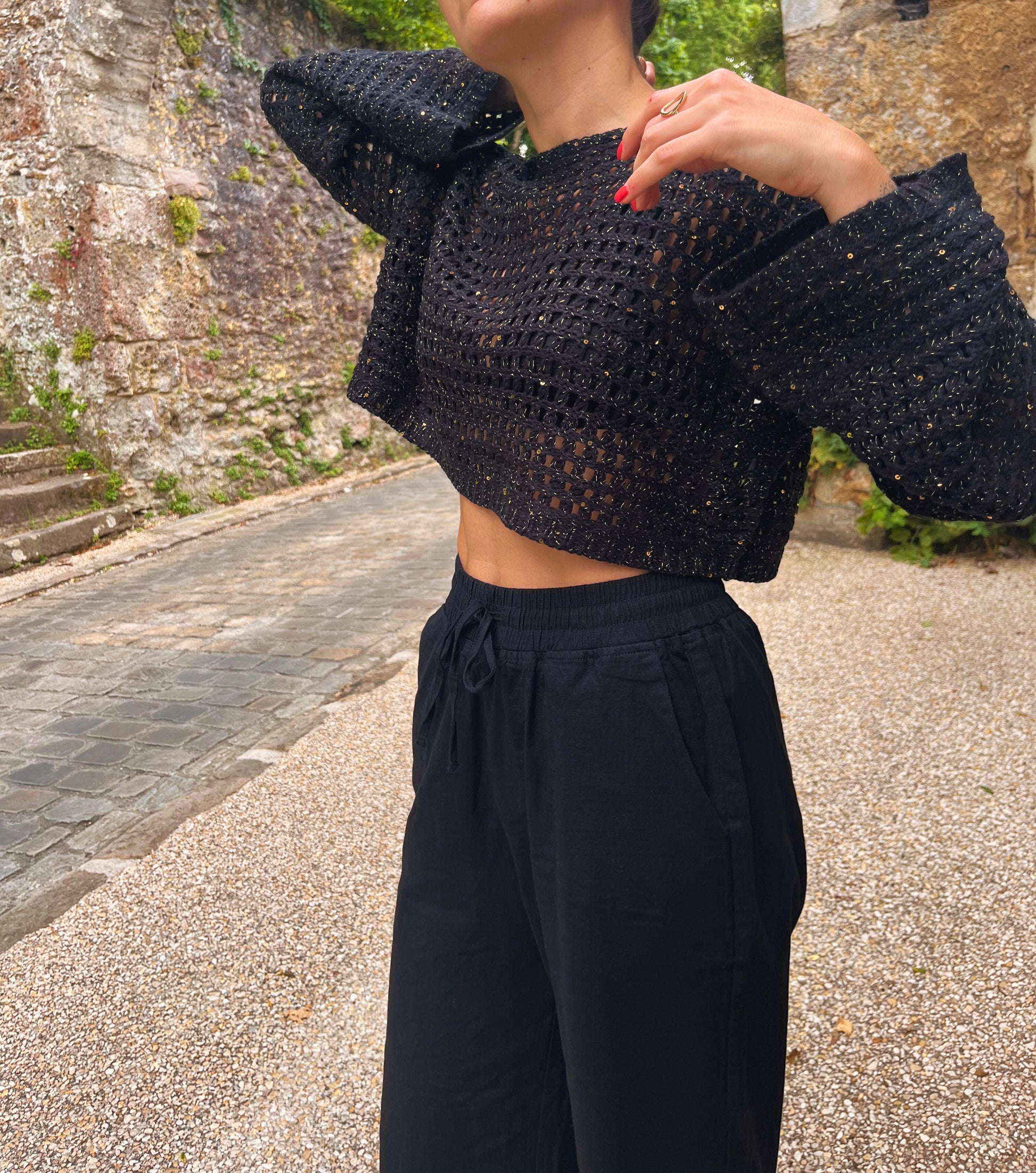 Sandy - Pull ajouré noir