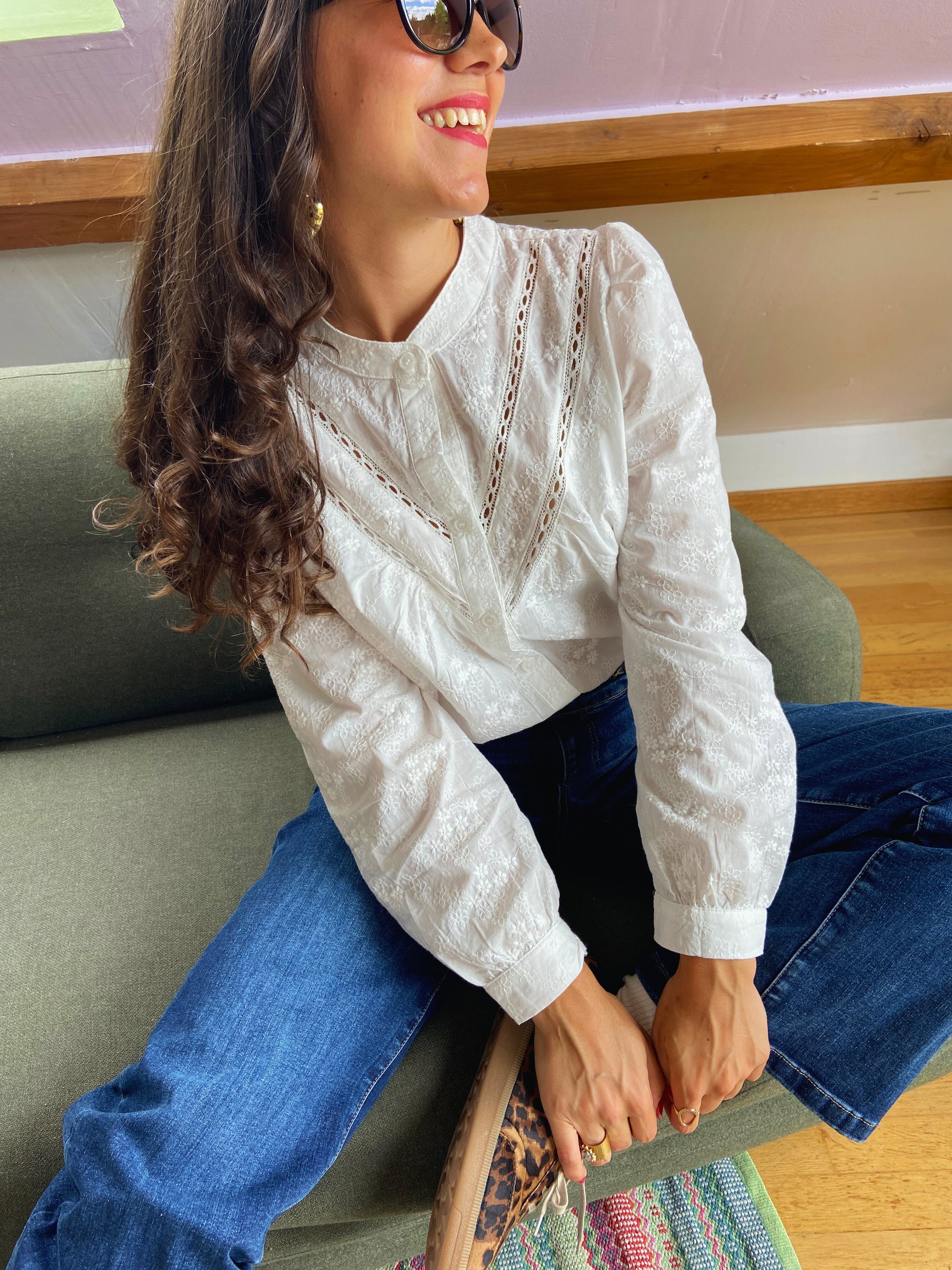 Lucille - Chemise brodée manches longues