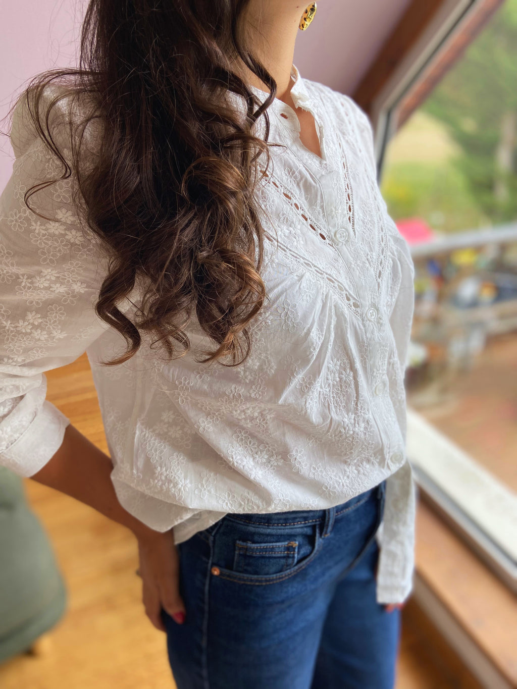 Lucille - Chemise brodée manches longues
