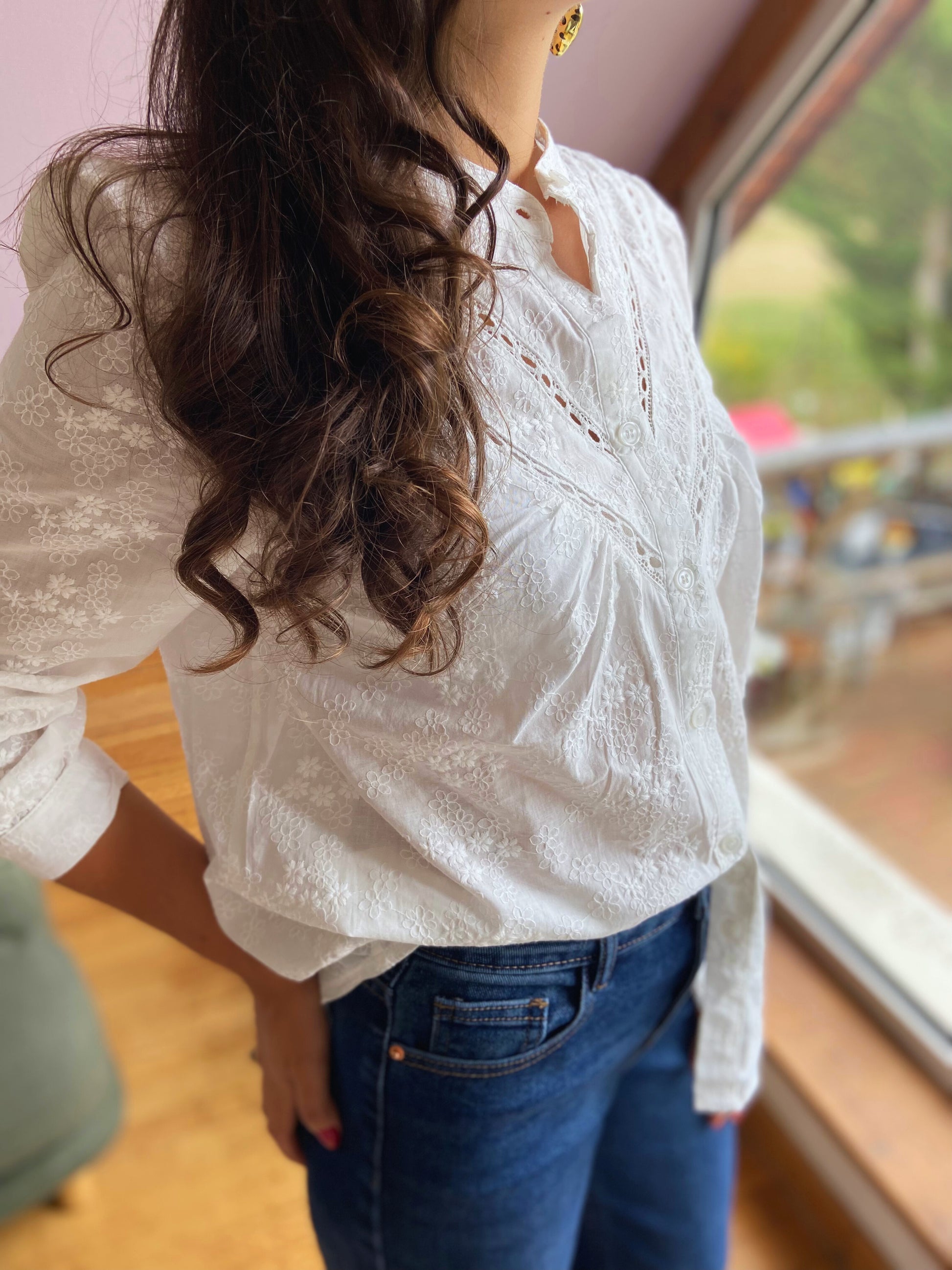 Lucille - Chemise brodée manches longues