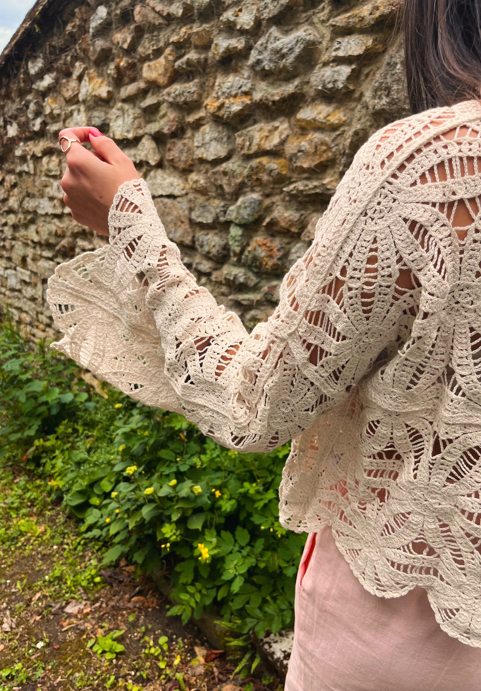 Lys - Pull crochet beige