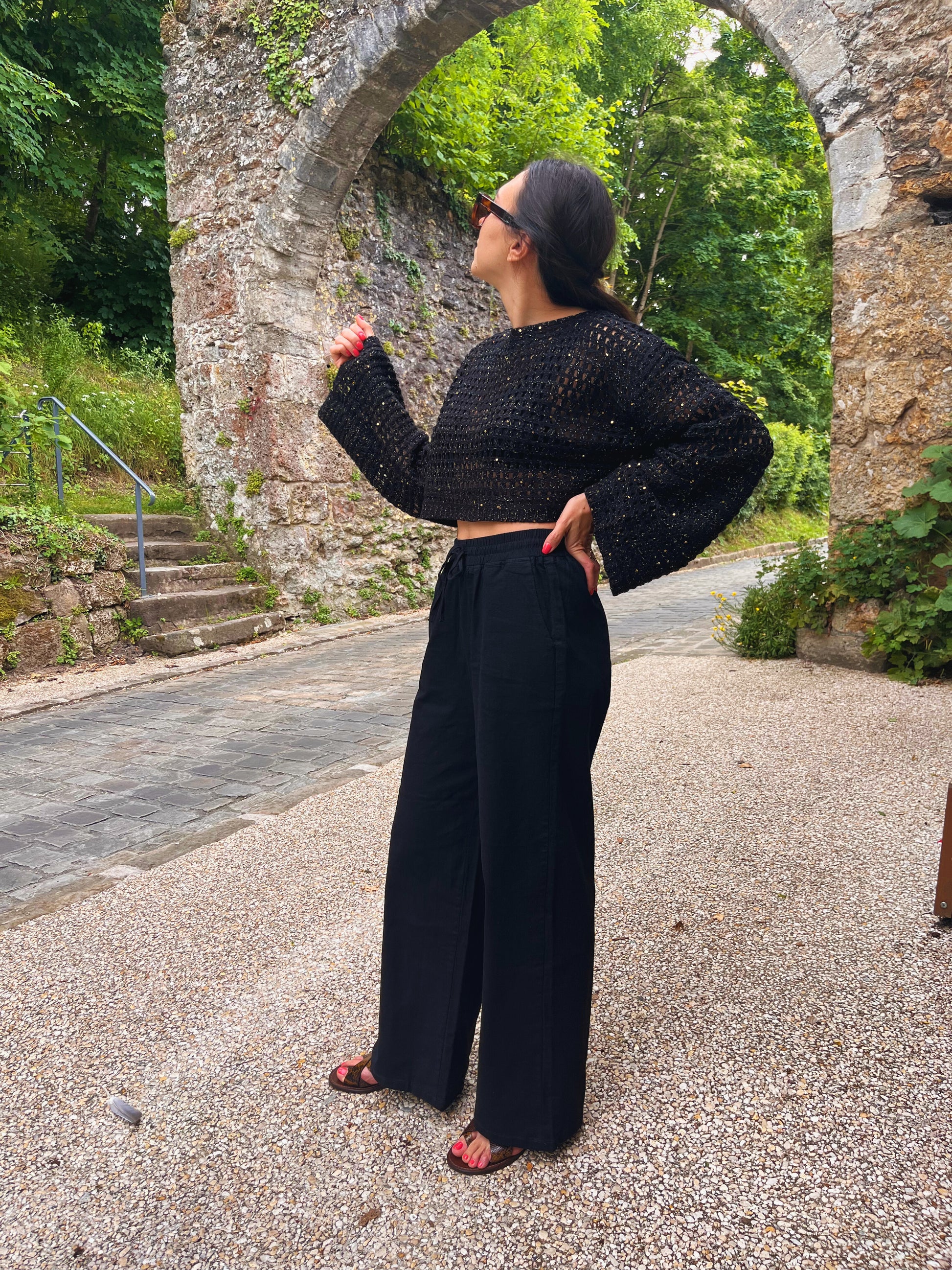 Sandy - Pull ajouré noir