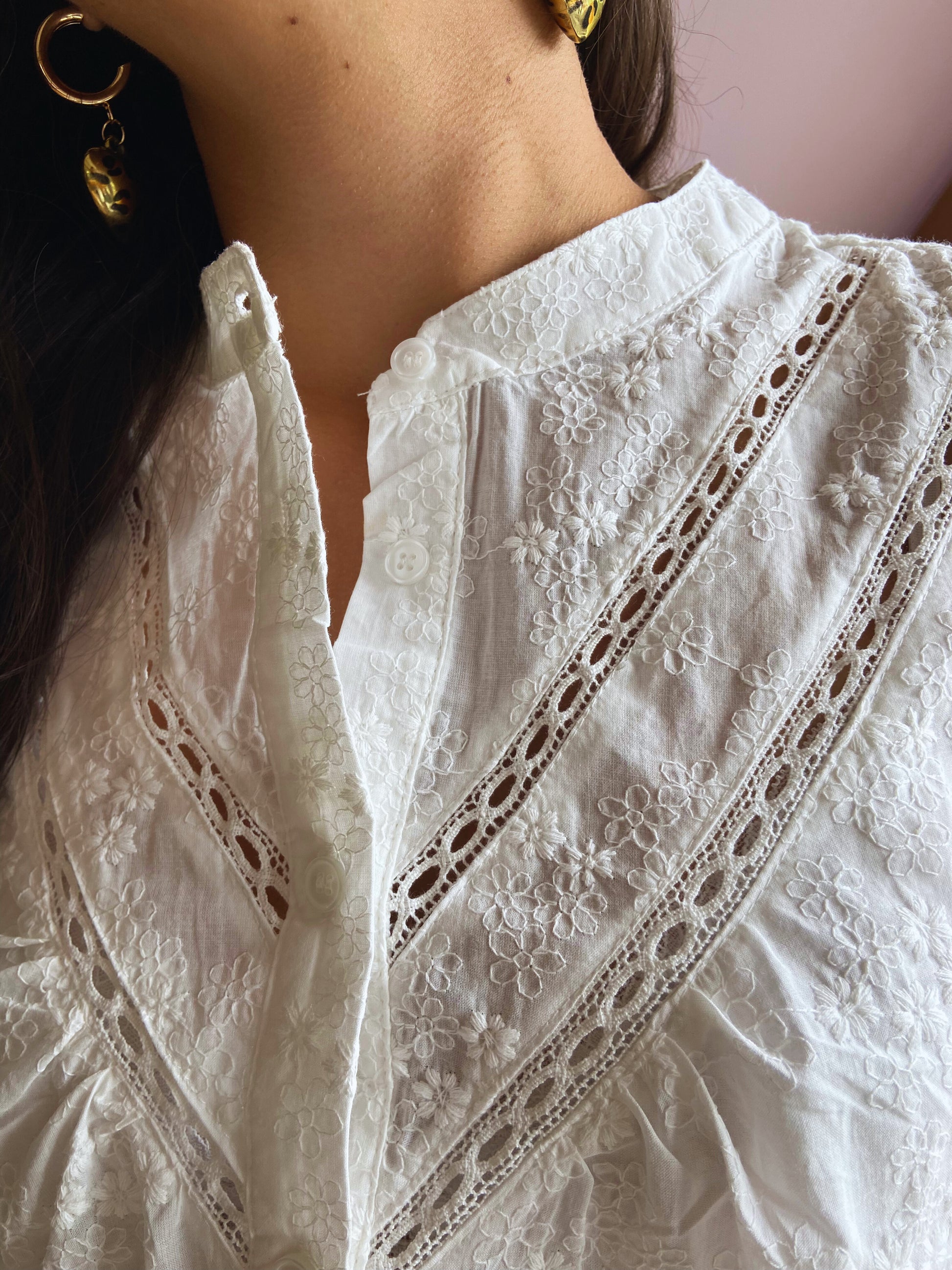 Lucille - Chemise brodée manches longues