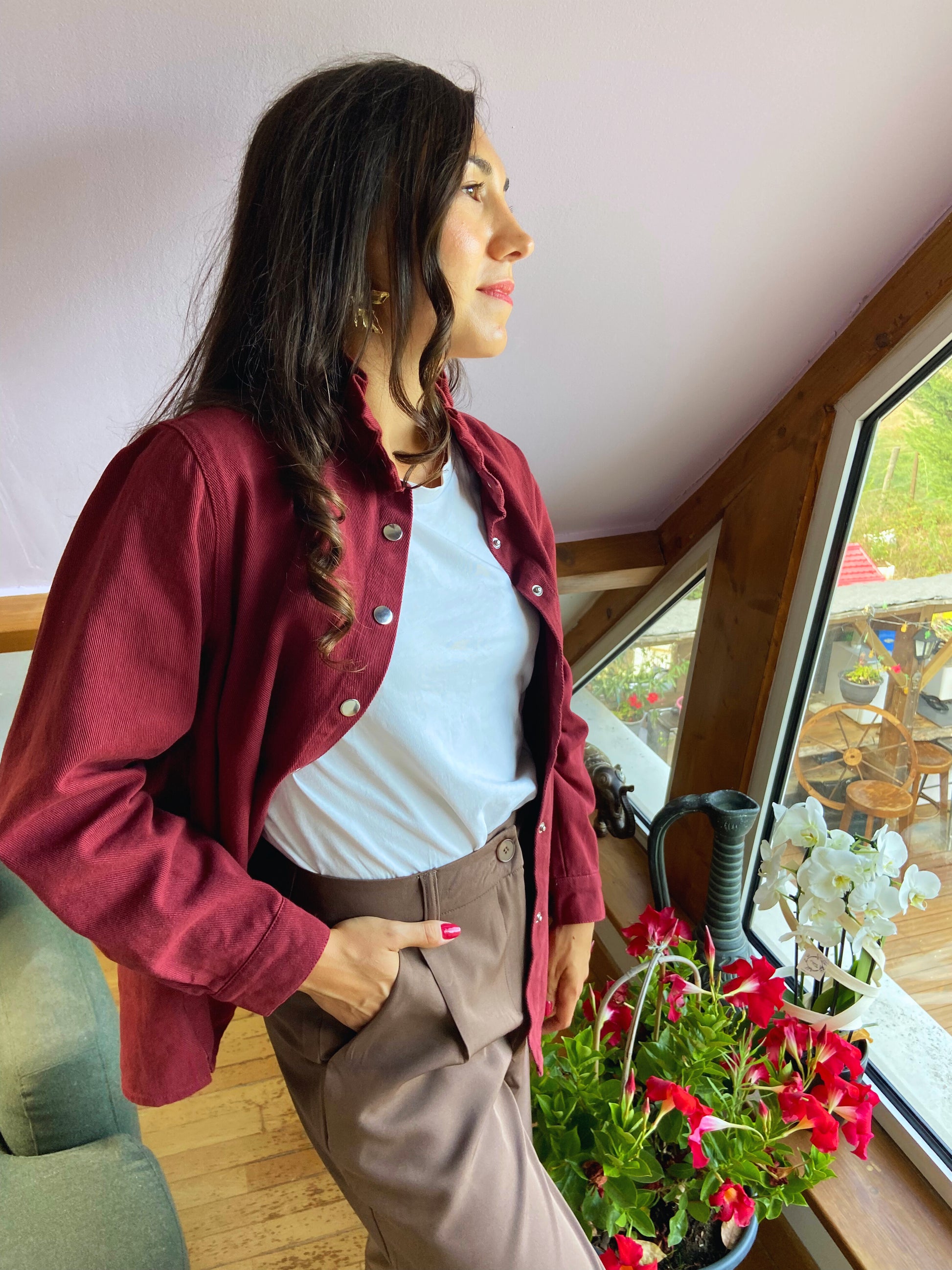 Paul bordeaux - Veste jean col montant