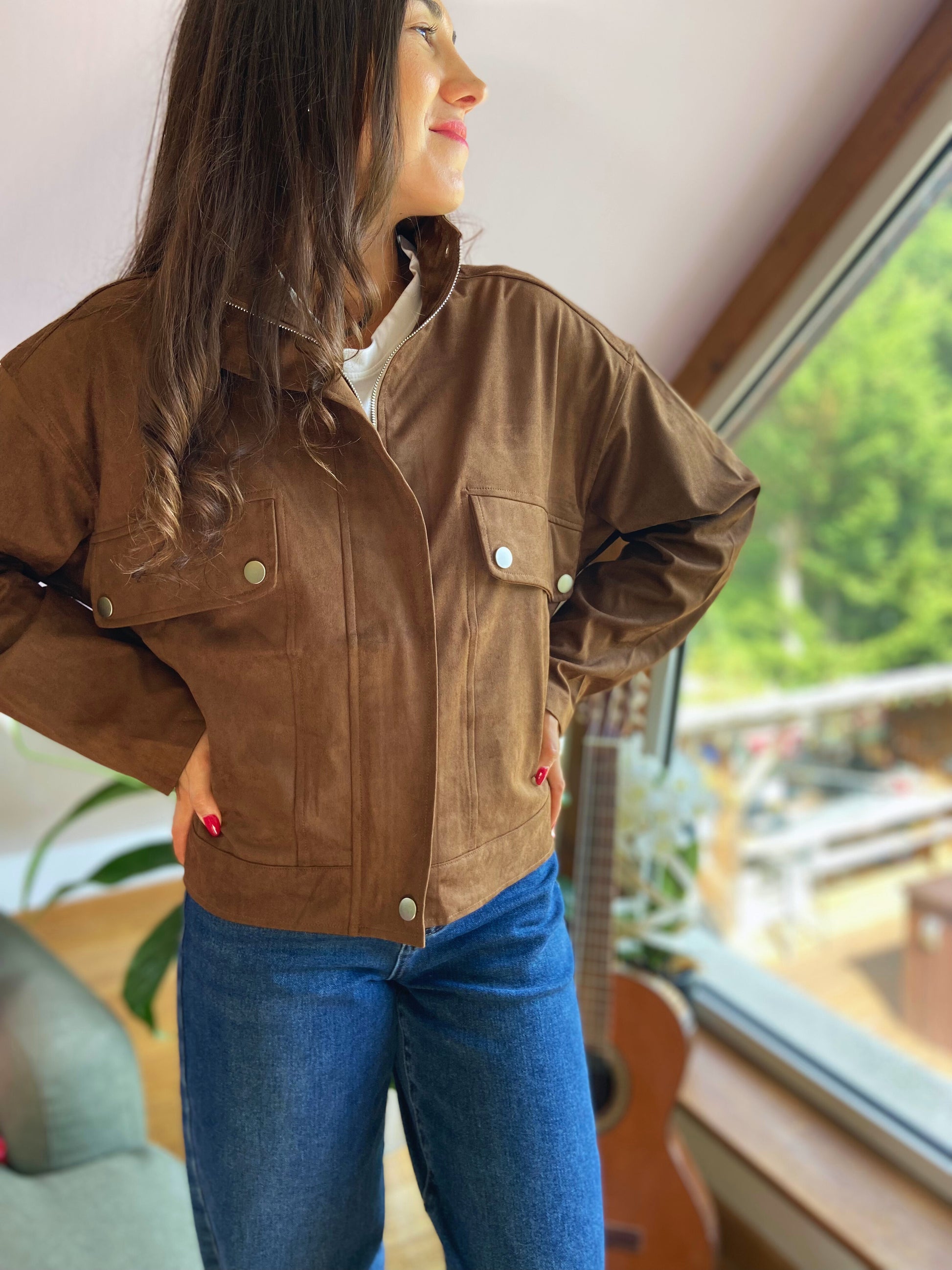 Pedro - Veste daim chocolat